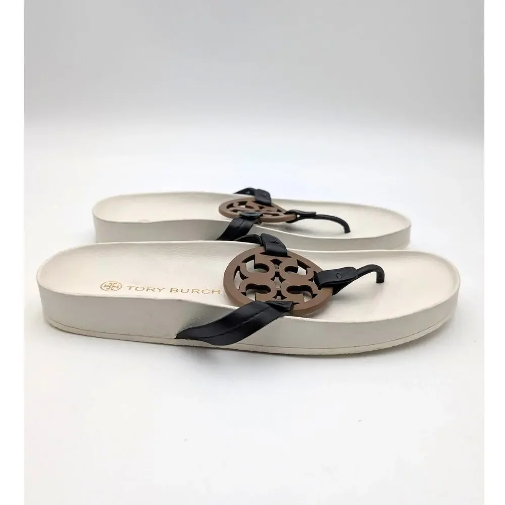 Tory Burch Miller Cloud Sandal Womens Perfect Black/Almond Flour Sz US10M EU40